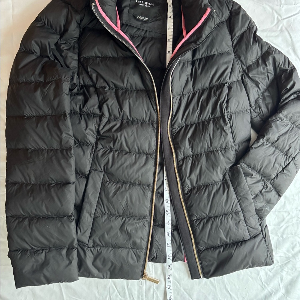Kate Spade Black Puffer Jacket with Pink Accents